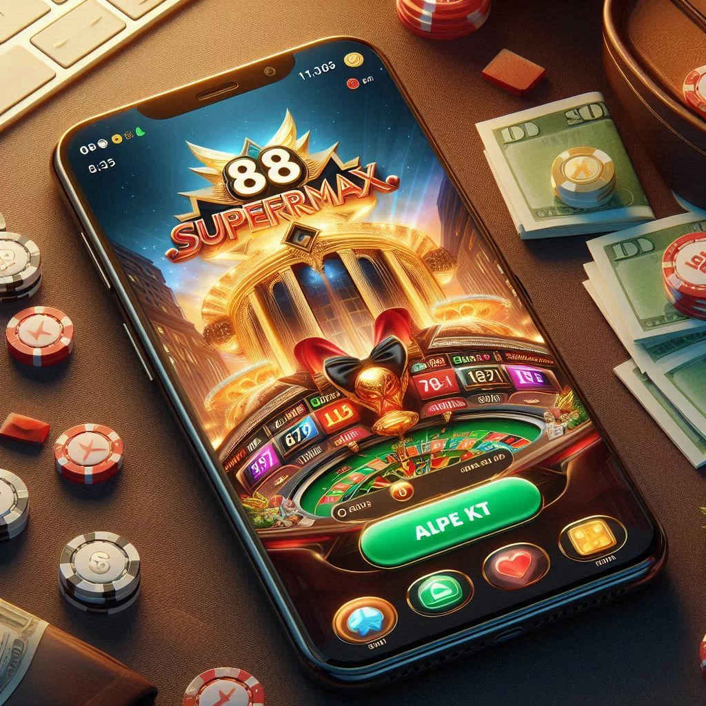 mobile screen showing supermax888 casino app